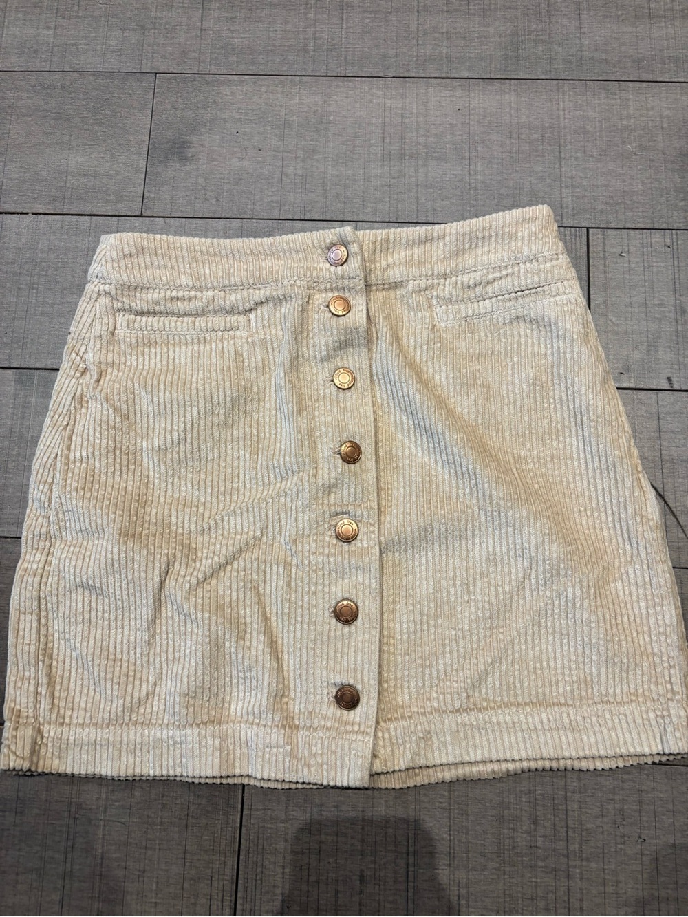 4 for $30- Aritiza Wilfred Free Cream Button-Front Corduroy Skirt- Brass Buttons